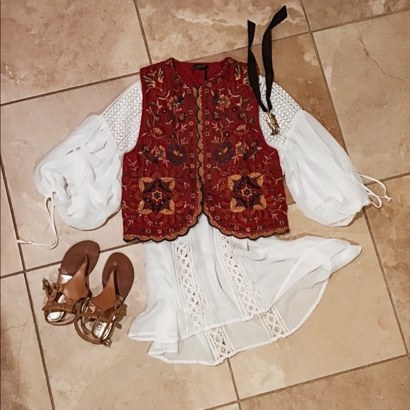 Embroidered Velvet Beaded Waistcoat - Picture 8 of 8